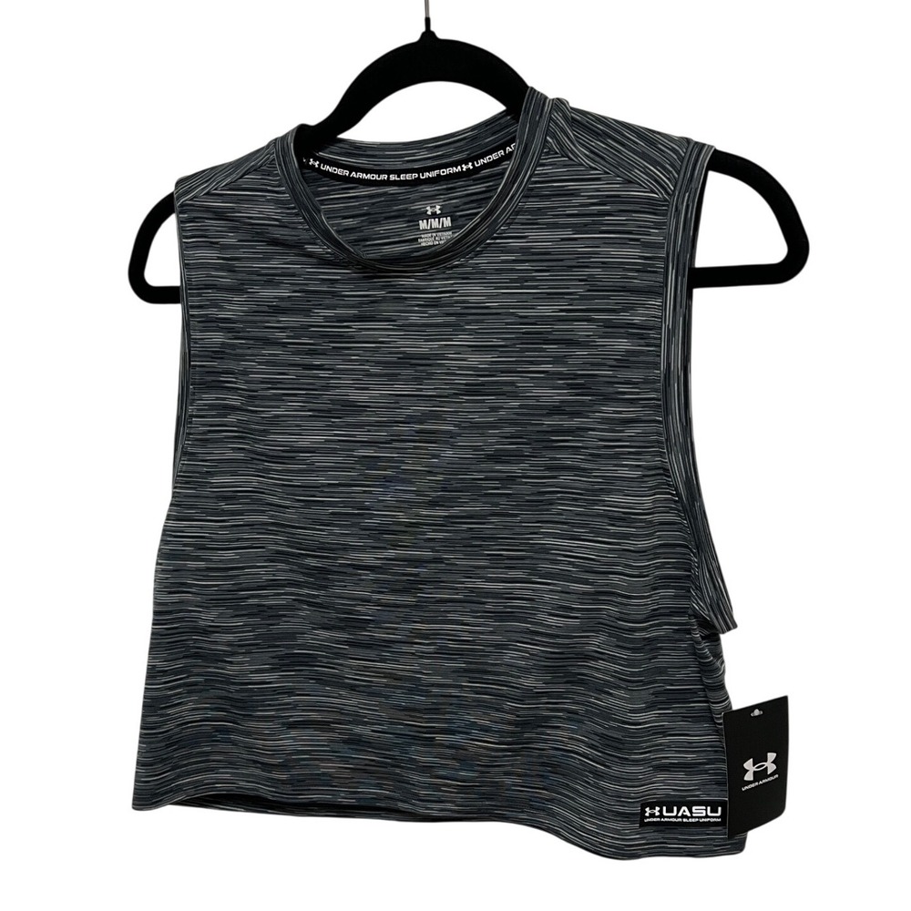 NWT Under Armour UASU Sleep Uniform Crop Tank Top Grey Space Dye 1385381 Medium
